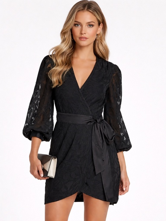 Jonathan Simkhai Dresses & Skirts - Jonathan Simkhai Night Night Fil Coupe Wrap Mini Dress in Black
